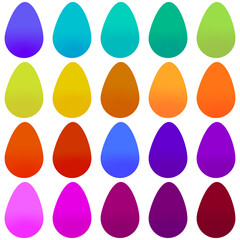 Easter holiday eggs pack. Easter vector eggs set. Сolored eggs. Voluminous eggs. Color egg. Food egg.