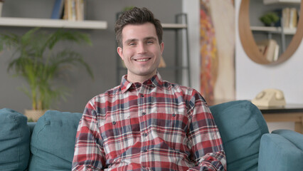 Portrait of Man Smiling at the Camera, Sofa 