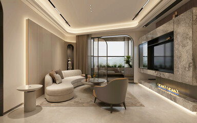 3d render of modern living room
