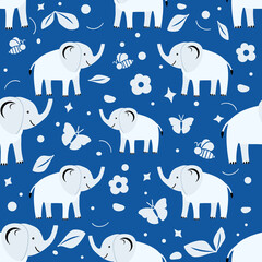 Nature Africa Animal Elephant Zoo Childish Pattern