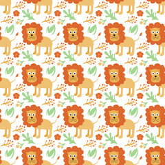 Nature Africa Animal Lion Zoo Leo Childish Pattern