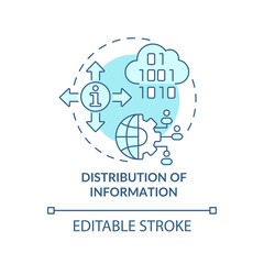 Distribution of information turquoise concept icon. Purpose of information sector abstract idea thin line illustration. Isolated outline drawing. Editable stroke. Arial, Myriad Pro-Bold fonts used