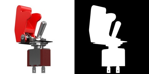 3D rendering illustration of a toggle switch with a red guard cover