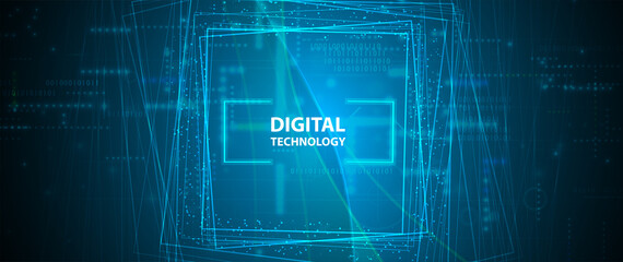 Quantum processing. Deep learning artificial intelligence. Future new technology  for business or science presentation