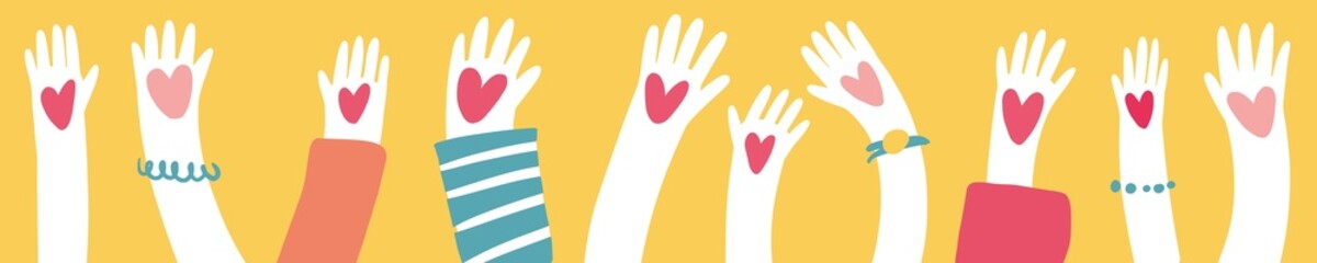 Obraz premium Illustration of human hands raised up