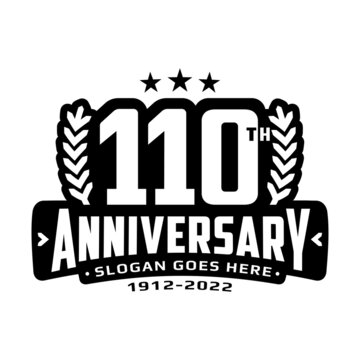 110 years anniversary logo design template. 110th anniversary celebration logotype. Vector and illustration.
