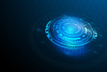 Vector illustration white gear wheel on circuit board, Hi-tech digital technology and engineering, digital telecoms technology concept, Abstract futuristic- technology on blue color background