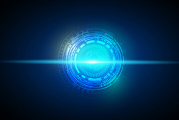 Vector illustration white gear wheel on circuit board, Hi-tech digital technology and engineering, digital telecoms technology concept, Abstract futuristic- technology on blue color background