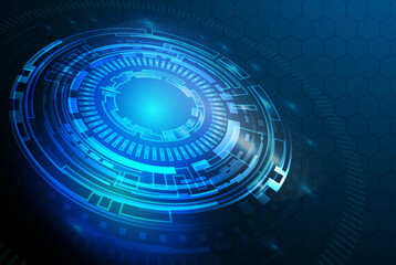 Vector illustration white gear wheel on circuit board, Hi-tech digital technology and engineering, digital telecoms technology concept, Abstract futuristic- technology on blue color background