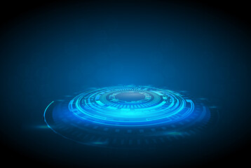 Vector illustration white gear wheel on circuit board, Hi-tech digital technology and engineering, digital telecoms technology concept, Abstract futuristic- technology on blue color background