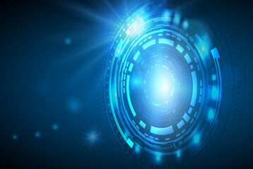 Vector illustration white gear wheel on circuit board, Hi-tech digital technology and engineering, digital telecoms technology concept, Abstract futuristic- technology on blue color background