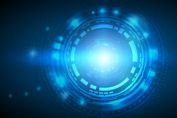 Vector illustration white gear wheel on circuit board, Hi-tech digital technology and engineering, digital telecoms technology concept, Abstract futuristic- technology on blue color background