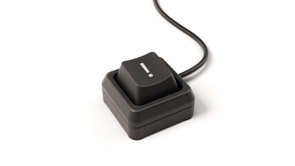 Exclamation button of single key computer keyboard, 3D illustration