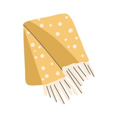 Small soft cozy colorful plaid. Nice house design. Rug. Collapse. Textile element. Convenient accessory. Flat design, hand drawn cartoon, vector illustration.