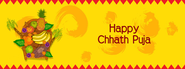 illustration of Happy Chhath Puja Holiday background for Sun festival of India

