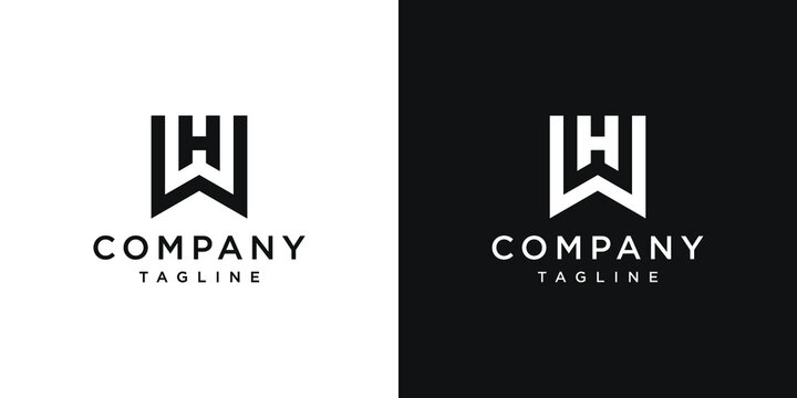 Creative Letter WH Monogram Logo Design Icon Template White and Black Background