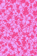 semless vector two-tone red and pink naive stylized floral pattern. Multidirectional allover floral ditsy design. 