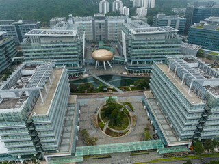 Top down view of science park in Hong Kong city