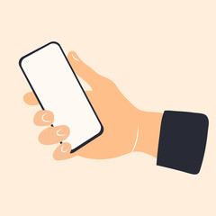 hand with phone flat design