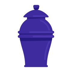 Funerary urn semi flat color vector object. Columbarium niche. Cremation service. Burial container. Full sized item on white. Simple cartoon style illustration for web graphic design and animation