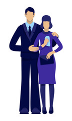 Couple visiting funeral semi flat color vector characters. Standing figures. Deepest condolences. Full body people on white. Simple cartoon style illustration for web graphic design and animation