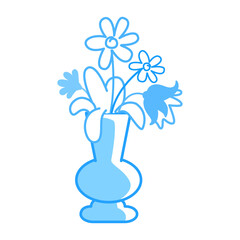 Blue flowers in vase semi flat color vector object. Flower bouquet. Showing deep emotions. Full sized item on white. Simple cartoon style illustration for web graphic design and animation
