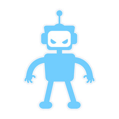Evil robot semi flat color vector character. Fictional anti hero. Standing figure. Full body personage on white. Simple cartoon style illustration for web graphic design and animation