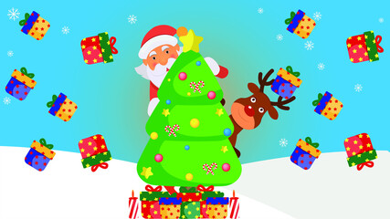 merry christmas new year cards santa claus