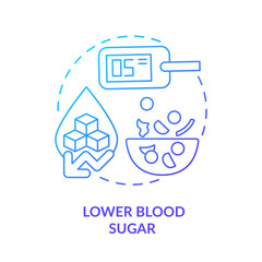 Lower blood sugar blue gradient concept icon. Diabetes prevention. Benefit of healthy vegan diet abstract idea thin line illustration. Isolated outline drawing. Myriad Pro-Bold font used