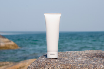 mockup of medical skin care bottle cosmetic tube of beauty makeup facial, treatment cleanser face