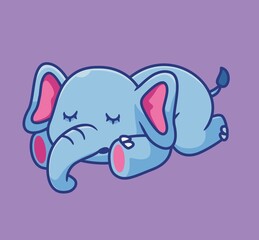 cute elephant sleeping on the ground. isolated cartoon animal illustration. Flat Style Sticker Icon Design Premium Logo vector. Mascot Character