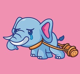 Stop logging forcing an elephant. isolated cartoon animal illustration. Flat Style Sticker Icon Design Premium Logo vector. Mascot Character