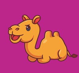 cute camel sitting hungry. isolated cartoon animal illustration. Flat Style Sticker Icon Design Premium Logo vector. Mascot Character
