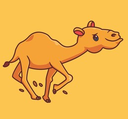 cute camel run really fast. isolated cartoon animal illustration. Flat Style Sticker Icon Design Premium Logo vector. Mascot Character