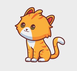 cute cat sitting smiling. isolated cartoon animal illustration. Flat Style Sticker Icon Design Premium Logo vector. Mascot Character