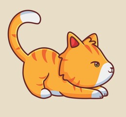 cute cat ready to hunting. isolated cartoon animal illustration. Flat Style Sticker Icon Design Premium Logo vector. Mascot Character