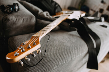 guitar on the couch