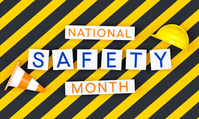National safety month is observed every year in June to remind us the importance of safety and awareness of our surroundings. 3D Rendering