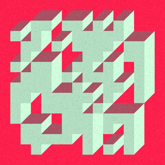 Implementation of Edward Zajec’s “Il Cubo” from 1971. Essentially a Truchet tile set of 8 tiles and rules for placement art illustration