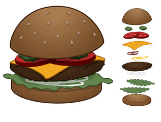 Hambuger Cartoon Illustration