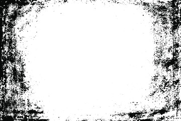 Grunge border vector texture background. Abstract frame overlay. Dirty and damaged backdrop. Vector graphic illustration with transparent white. EPS10.