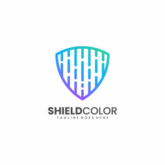 Vector Logo Illustration Shield Gradient Line art Style.