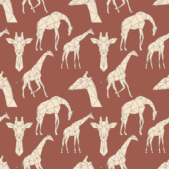 Polygon giraffe seamless pattern. Low poly animal. Triangle graphic © arvitalya