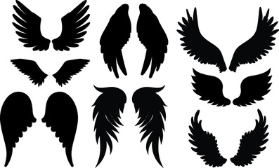 Angel Wings Silhouettes Angel Wings SVG EPS PNG - obrazy, fototapety, plakaty