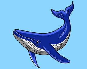 A cute blue whale in vector illustration design