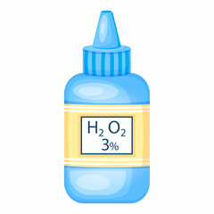 Hydrogen peroxide 3 percent in a plastic bottle cartoon vector illustration isolated on a white background
