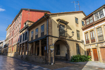 Fototapeta na wymiar View of the popular Galiana street in the city of Aviles in Asturias.