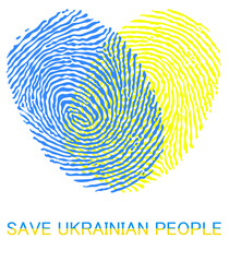 Save the Ukrainian people. Fingerprint. The color of the Ukrainian flag.