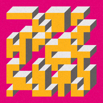 Implementation of Edward Zajec&rsquo;s &ldquo;Il Cubo&rdquo; from 1971. Essentially a Truchet tile set of 8 tiles and rules for placement art illustration