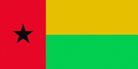 Guinea Bissau  flag. GW national goverment symbol. State banner of capital  Bissau  city. Guinea Bissau  patriotism logo. Nation independence day GNB. Flag with colored tiles texture. 2D Image